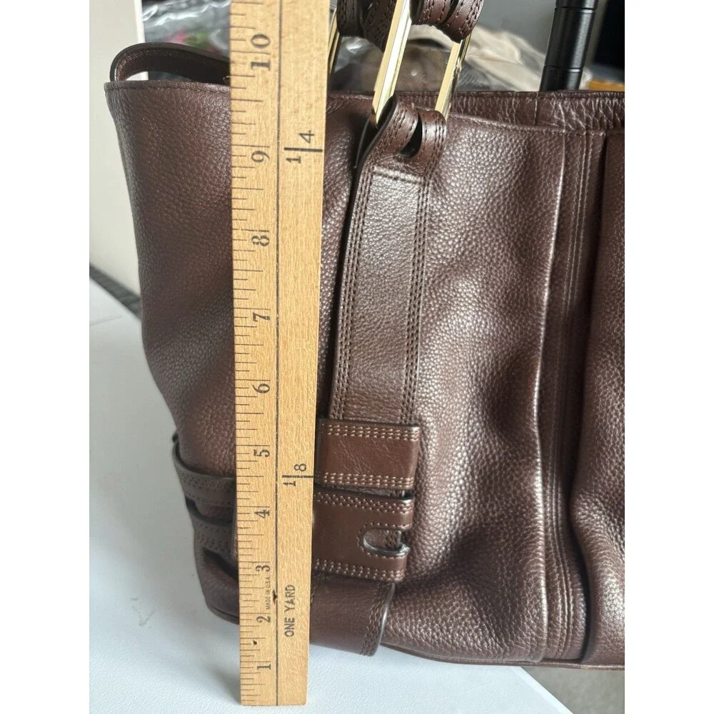 Michael Kors Harness Grab Bag Dark Brown Mocha Pebble Leather Purse Handbag